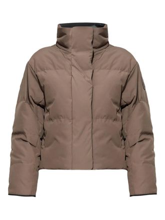 Canada Goose logo-patch puffer jacket - women - Polyester - M - Grey