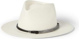 Brunello Cucinelli Straw fedora in White at Nordstrom, Size X-Small