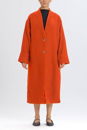 Something Navy Oversized Long Sleeve Coat In Red