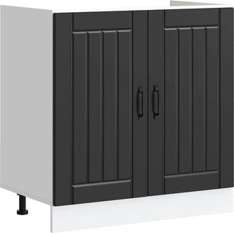 vidaXL Sink Base Cabinet Lucca Black Engineered Wood Vidaxl