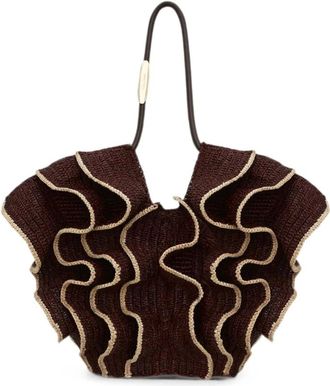 Zimmermann Goldentime Medium Ruffle Tote - female - Zimmermann - Shopping Bags - Brown - ONE SIZE - Bags