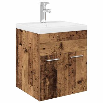 Berkfield Home Sink Cabinet with Built-in Basin & Faucet Old Wood in Brown