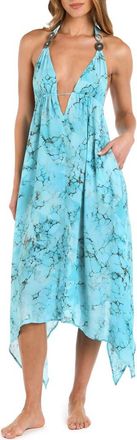 L'agence Umma Plunge Cover-Up Dress in Turquoise at Nordstrom, Size X-Small