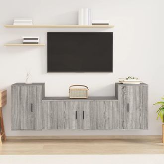 vidaXL Set De Muebles Para Tv 3 Pzas Madera Contrachapada Gris Sonoma Vidaxl