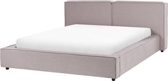 Beliani Classic Upholstered Fabric Polyester Bed eu King Size 5ft3 Frame Slatted Base Light Brown Linards