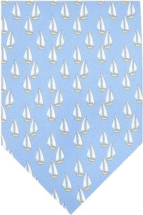 Ferragamo Light Blue Sailboat Graphic Tie