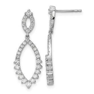 Diamond2Deal 14K White Gold 0.85 ct Lab Grown Diamond Teardrop Dangle Earrings VS Clarity, G-H Color