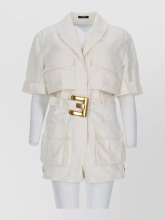 Balmain belted waist shorts button detail pockets