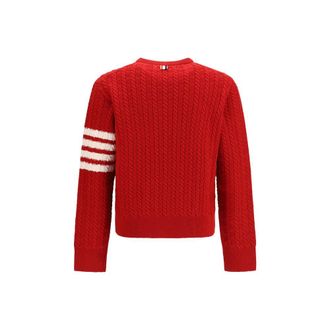 Thom Browne Anchor Intarsia Merino Wool Sweater - Red