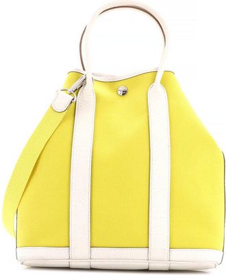 Herm&egrave;s Yellow Toile & Leather Garden File Tote 28 (Authentic Pre-Loved)