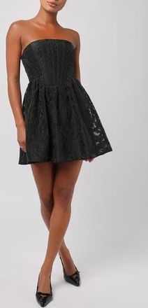 Lulus Ayla Jacquard Corset Minidress in Black at Nordstrom Rack, Size X-Large