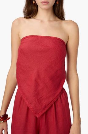 Cami NYC Gael Strapless Handkerchief Hem Linen Blend Camisole in Huckleberry at Nordstrom, Size Xx-Small