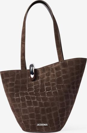 Jacquemus Bucket-Tasche aus Wildleder in Kroko-Optik Le Bambola Moyen