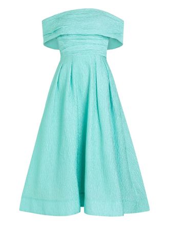 Rebecca Vallance Adalyn off-shoulder pleated midi dress - women - Nylon/Polyester - 16 - Blue