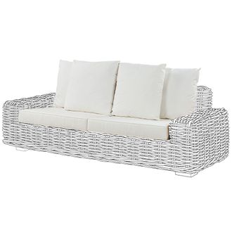 Beliani Conjunto De Fundas De Coj&iacute;n De Exterior Para Un Sof&aacute; De Jard&iacute;n Cojines De Asiento Y Respaldo Fundas De Tejido De Poli&eacute;ster Blanco Forli