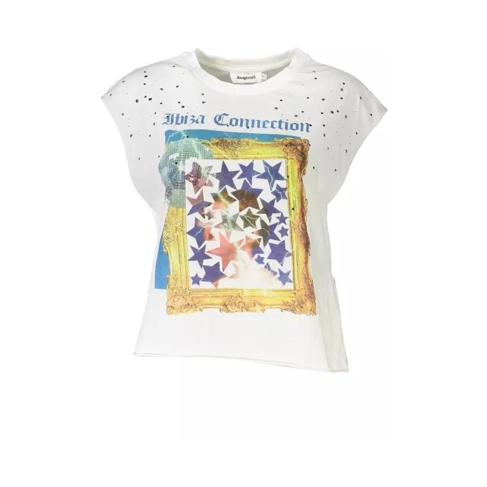 Desigual Maglia Donna Taglia S Maglia Multicolore Cotone T-shirt Logo