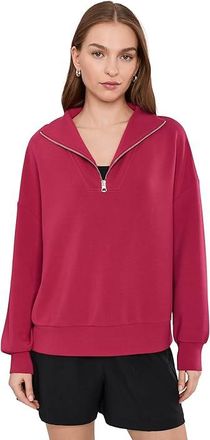 Varley Hawley 1/2 Zip Sweater Womens Clothing Rich Raspberry : XXS, Viscose/Polyester/Elastane