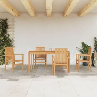 Berkfield Home 5 Piece Garden Dining Set Solid Wood Teak in Brown
