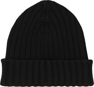 C.P. Company Mens Ribbed Wool Hat Black