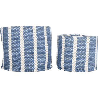 Foreside Home And Garden Set of 2 Hand Woven Bins Blue Striped Cotton at Nordstrom
