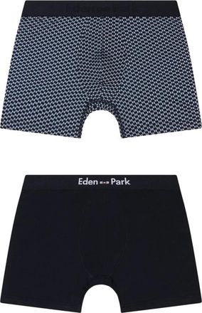 Eden Park Set van twee effen kleur en lucht bedrukte stretch katoenen jersey boxershorts - Heren - Onderbroek - Veelkleurig - 2XL - Katoen - Ondergoed