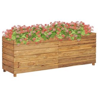 Berkfield Home Raised Bed 150x40x55 cm Solid Wood Teak & Steel in Brown | Size: 150 x 40 x 55 cm