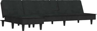 vidaXL Vidaxl - Sof&aacute; Cama En Forma De L Terciopelo Negro 255x140x70 Cm
