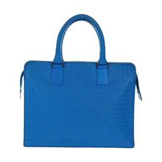 Bottega Veneta Pre-owned Handbags, female, Blue, Size: ONE SIZE Pre-owned Vintage Woven Leather Briefcase