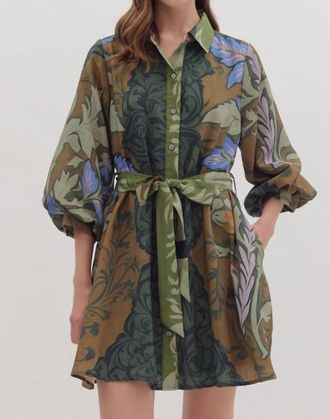 Entro Botanical Mini Dress In Multi