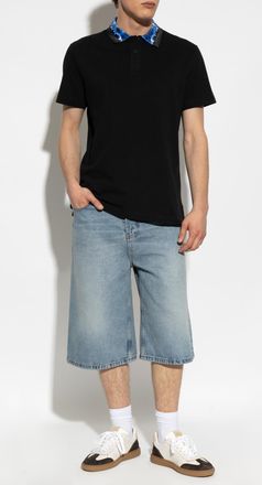 Versace Jeans Couture Polo Shirt With barocco Pattern On The Collar, Mens, Black