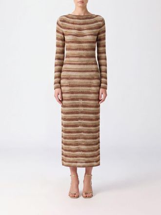 MC2 Saint Barth Long-Sleeved Striped Lurex Knit Midi Dress