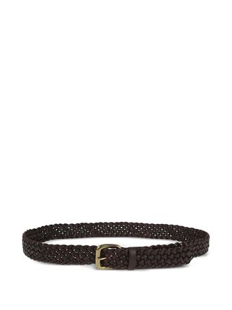 Dragon braided buckle leather belt - Brown
