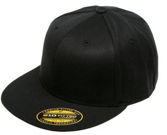 Flexfit Unisex Flexfit 210 Fitted Flat Bill Cap, Black, L-XL UK