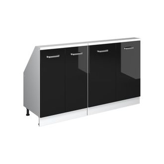 Vicco Armario De Cocina Para Techo Inclinado R-line, Negro Brillo Intenso, 140 Cm Lote De 2, Vicco