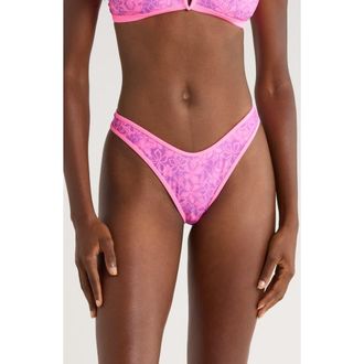 Kulani Kinis High Cut Thong Bikini Bottoms in Bubble Berry at Nordstrom Rack, Size Medium