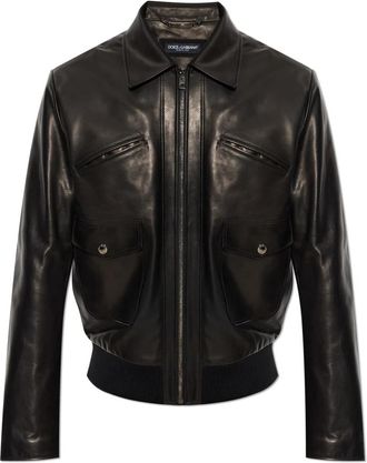 Dolce & Gabbana Leren Jas - Heren - Leren en Su&egrave;de Jassen - Zwart - M - Leer - Jassen