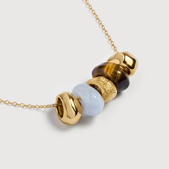 Monica Vinader Gold Antica Multi Gemstone Chain Necklace Mix