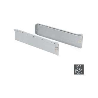 Emuca Lote De 10 Cajones De Cocina Ultrabox, Altura 150mm, Profundidad 500mm, Acero, Gris Metalizado