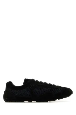 Prada Black Suede And Mesh Montecarlo Sneakers