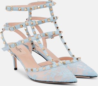 Valentino Garavani Rockstud 65 lace and leather pumps