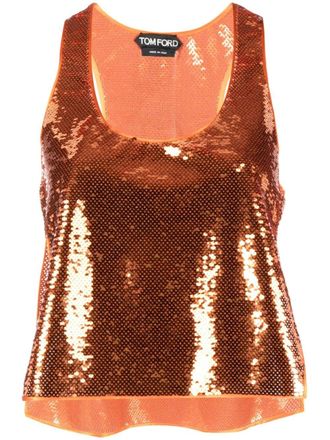 Tom Ford Canotta con paillettes - Arancione