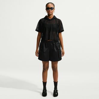 Nike Womens Nike Sportswear Loose Mid-Rise Satin Cargo Shorts in Black | IV5025-010