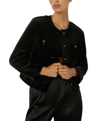 Reiss Viola Velvet Cropped Jacket