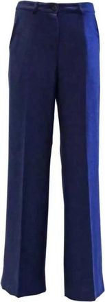 Skills & Genes Dames Plooi Broek - Dames - Wijde Broeken - Blauw - L - Polyester - Broeken