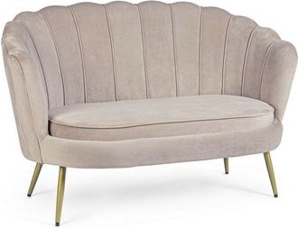 BIZZOTTO Sofá de 2 plazas efecto terciopelo gris claro Giliola