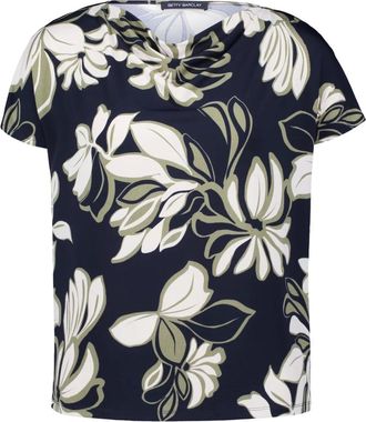Betty Barclay Tops, Dames, Blauw, 2Xl, Printshirt met watervalhals