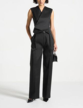 Mani&egrave;re De Voir Julie Pleat Front Trousers in Black at Nordstrom, Size 10