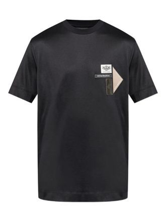 Emporio Armani logo-patch T-shirt - men - Lyocell - M - Black