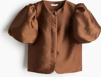 H&M Bluse mit Ballon&auml;rmeln - Braun