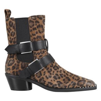 Ash Cowboy & Biker Boots, female, Brown, 4 UK, Leopard Print Suede Ankle Boot